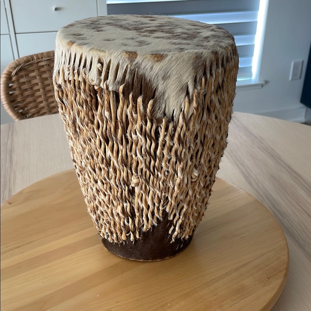 Vintage Zebra skin drum from Tanzania.